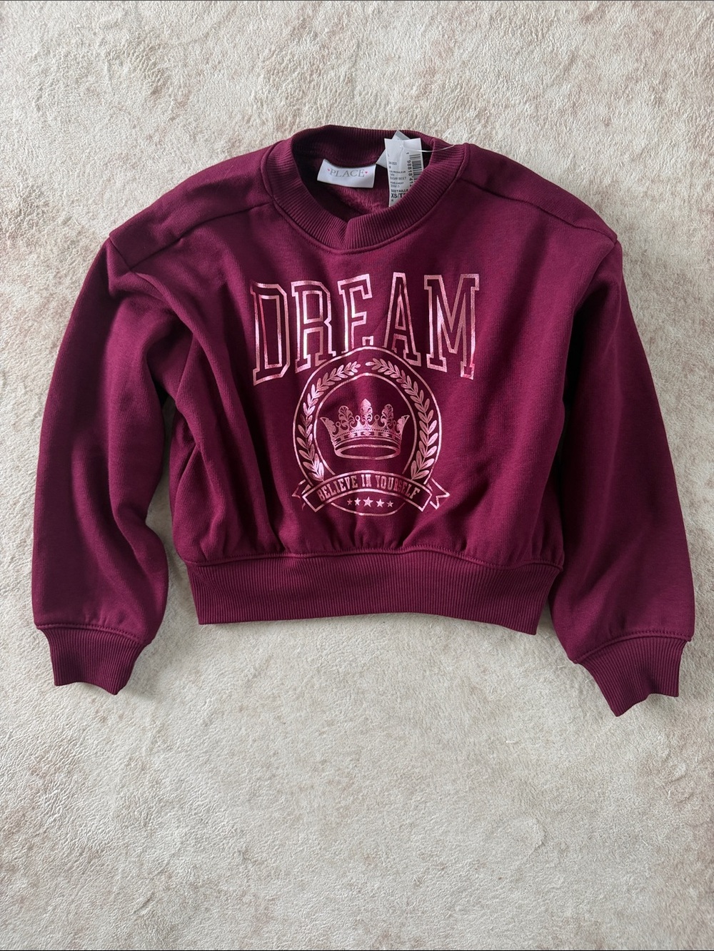 The Children's Place Burgundy DREAM Cropped Sweatshirt